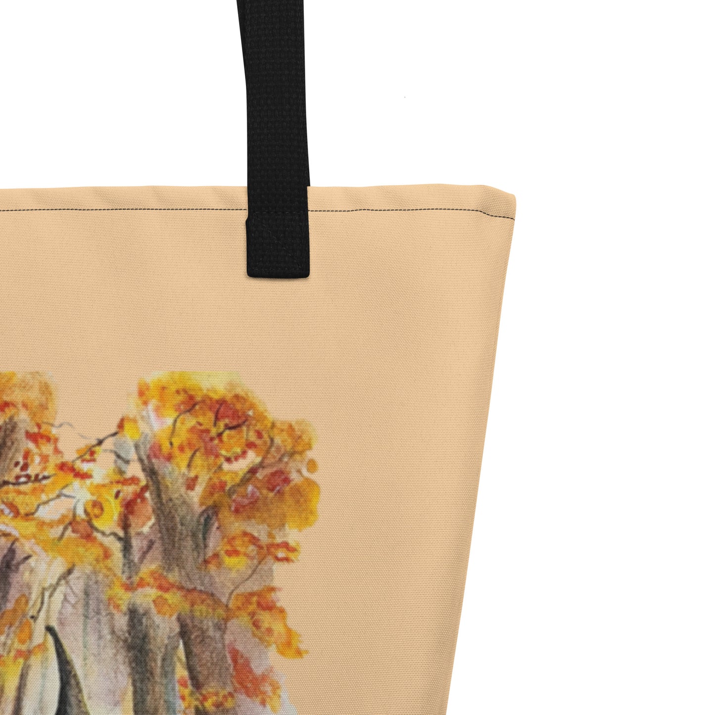 Large Tote Bag - autumn witch watercolor all-over print bag - peach