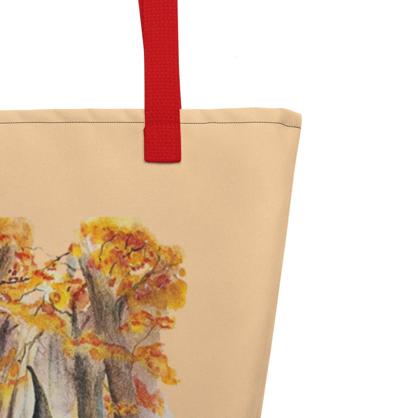 Large Tote Bag - autumn witch watercolor all-over print bag - peach