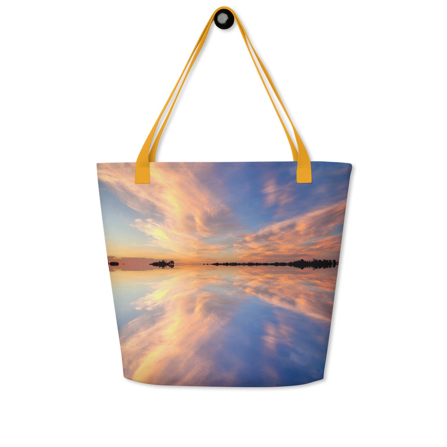 Large Tote Bag - sunset cloud photos All-Over Print design bag with pocket - blue