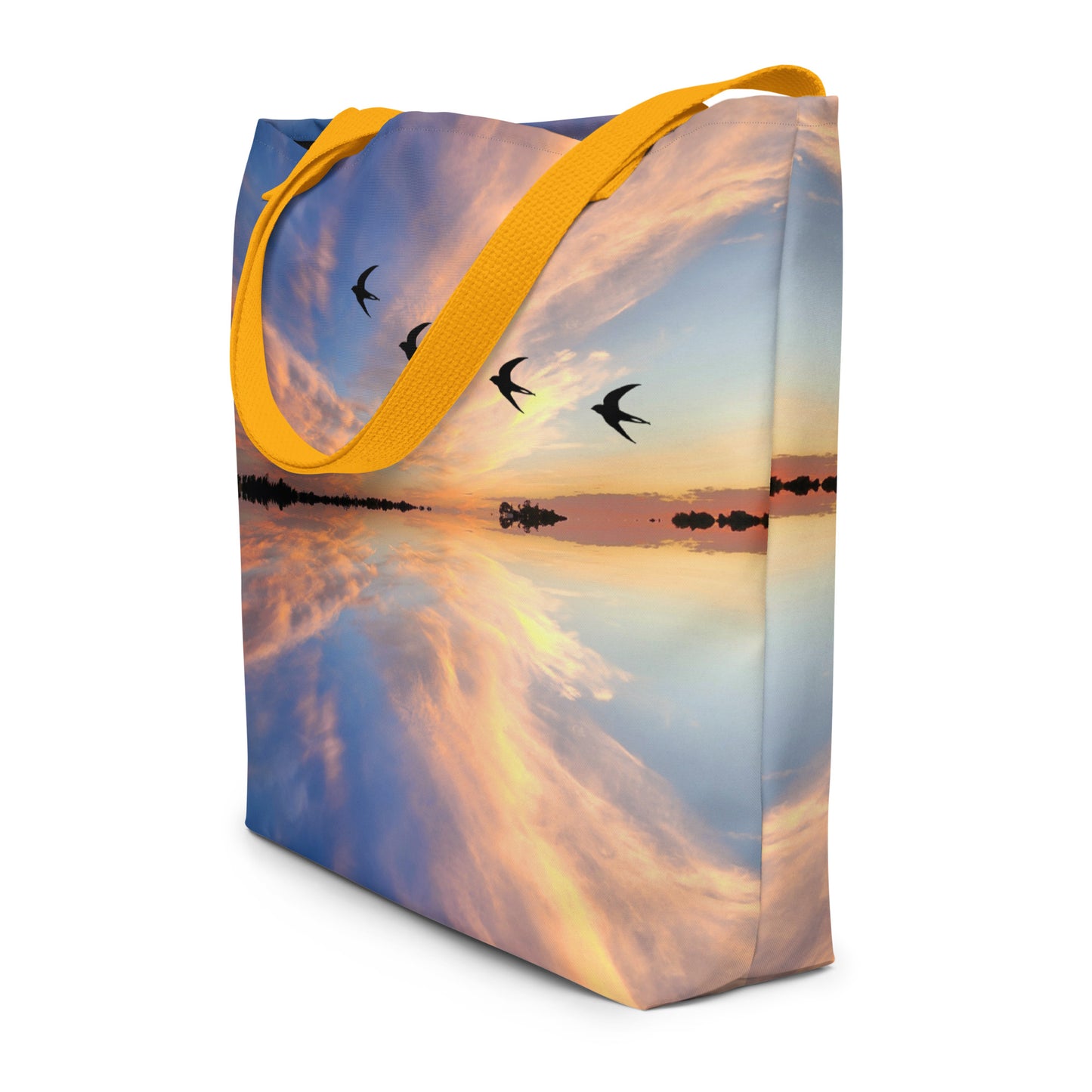 Large Tote Bag - sunset cloud photos All-Over Print design bag with pocket - blue