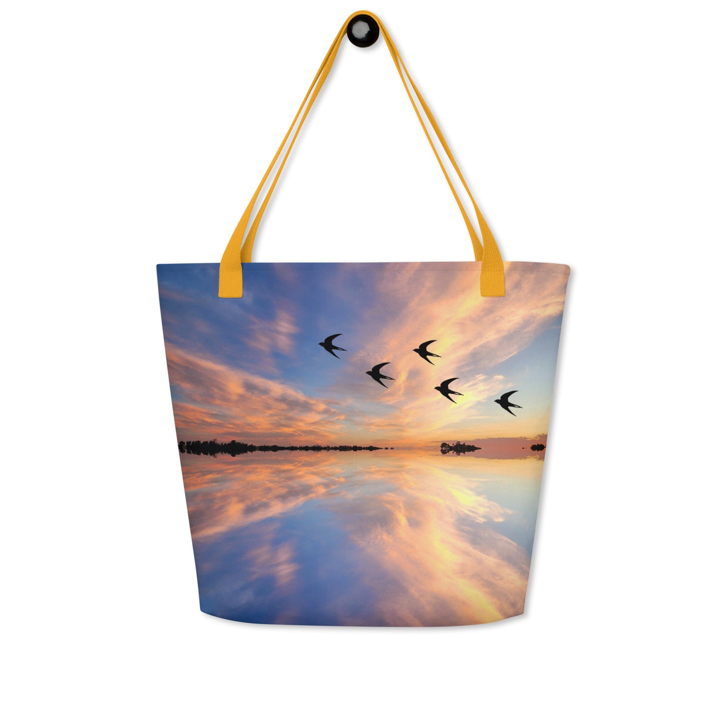 Large Tote Bag - sunset cloud photos All-Over Print design bag with pocket - blue