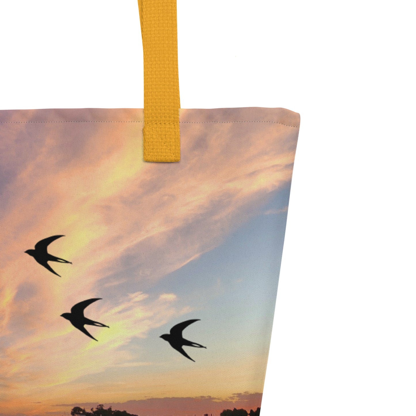 Large Tote Bag - sunset cloud photos All-Over Print design bag with pocket - blue