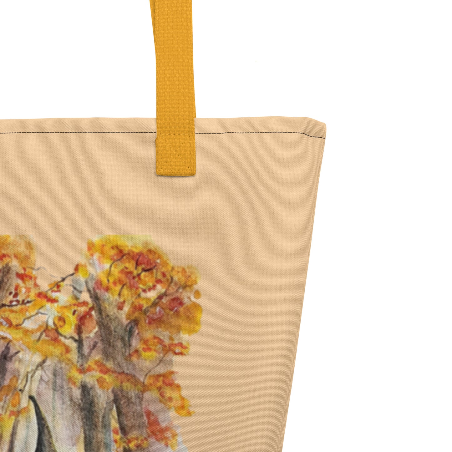 Large Tote Bag - autumn witch watercolor all-over print bag - peach