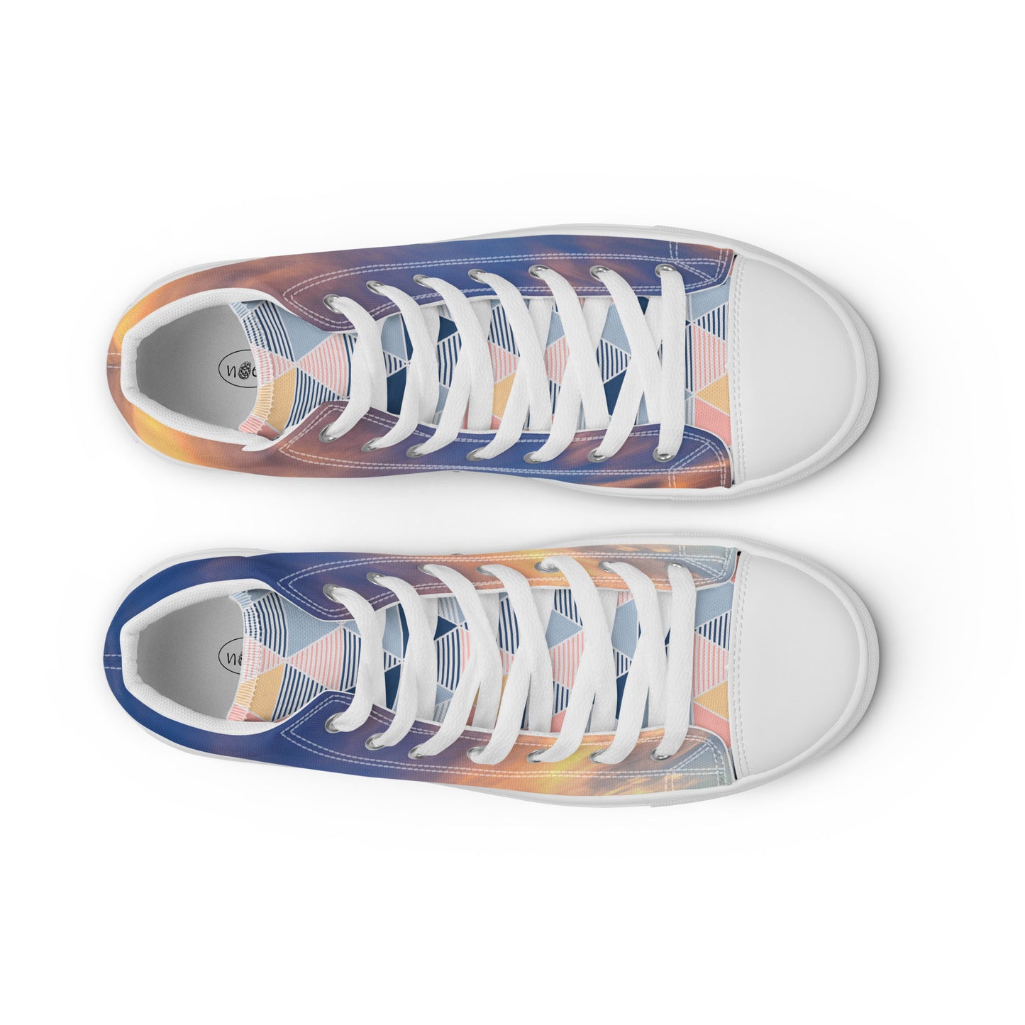 Women’s high top canvas shoes - sunset sky photo printed womens canvas sneakers - blue