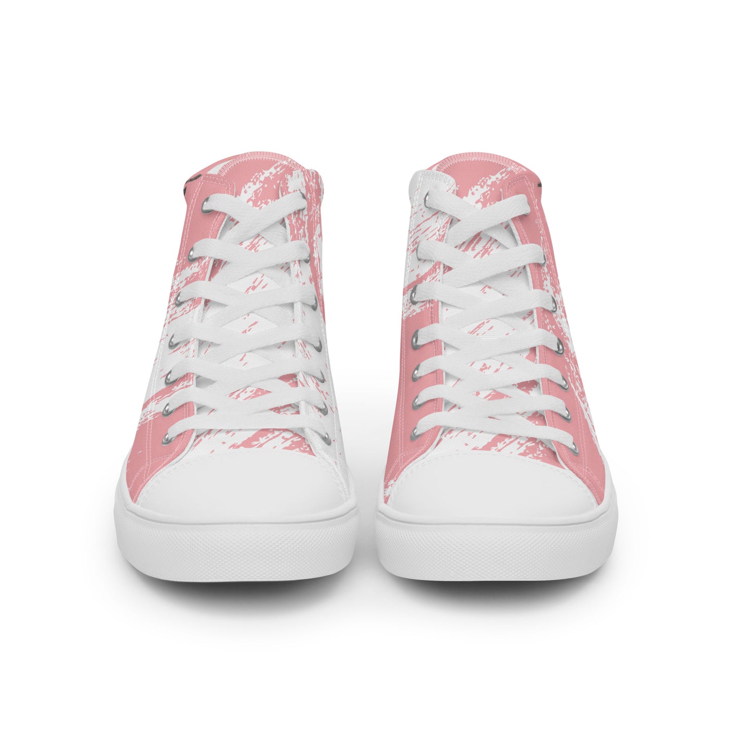 Women’s Horse High Top Canvas Shoes - Original hand-drawn Black Horse design lace up canvas sneakers - Pink