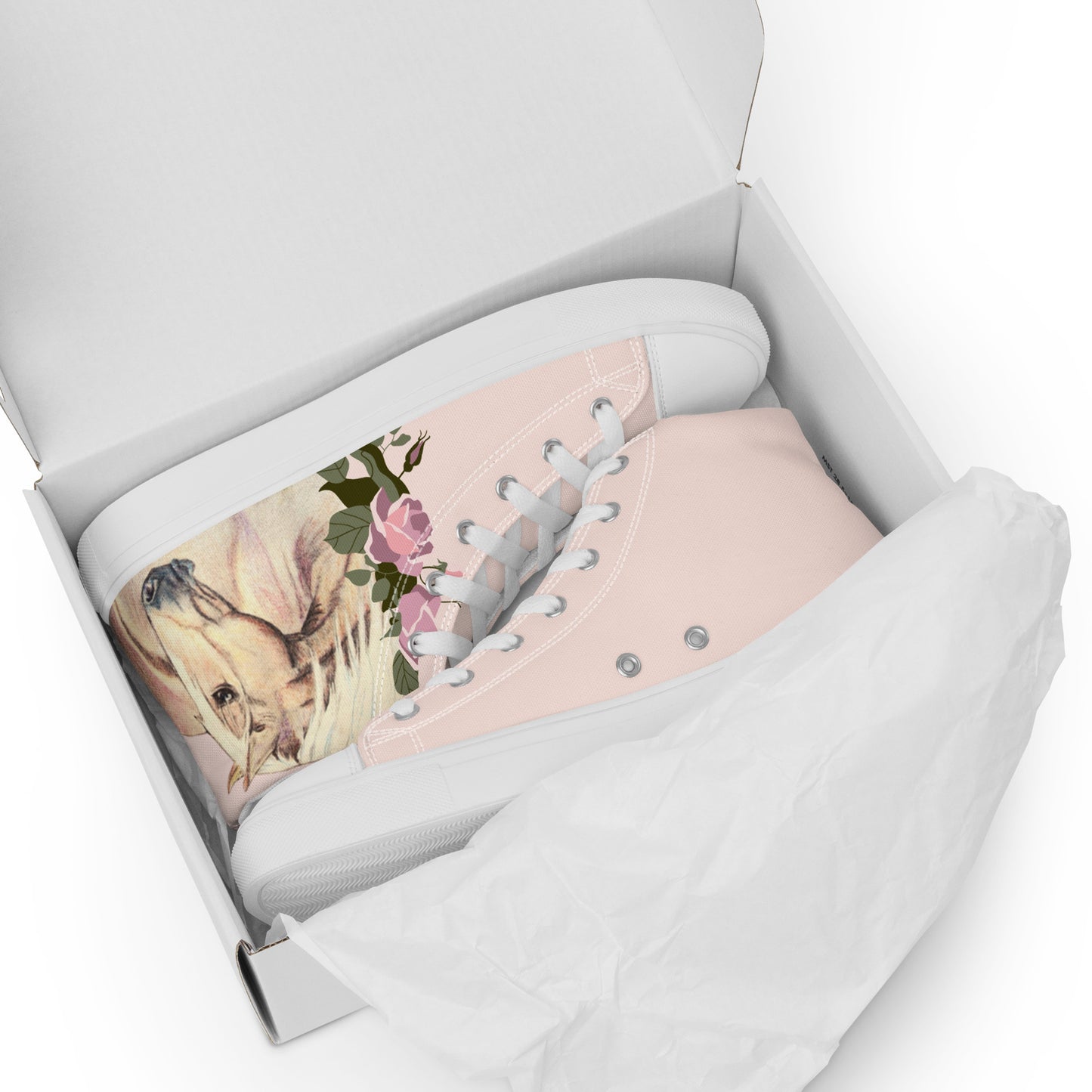 Women’s Horse Art High Tops - Palamino horse canvas high top shoes - pink