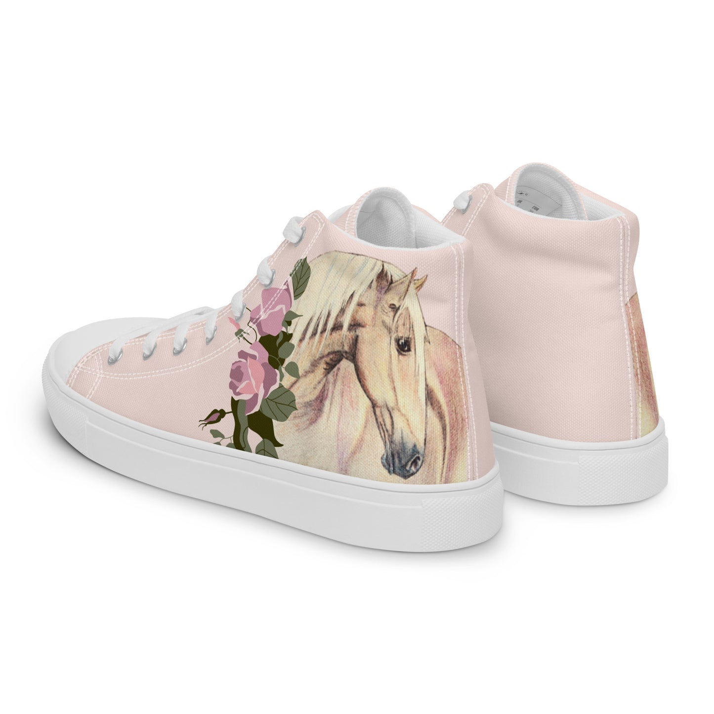 Women’s Horse Art High Tops - Palamino horse canvas high top shoes - pink