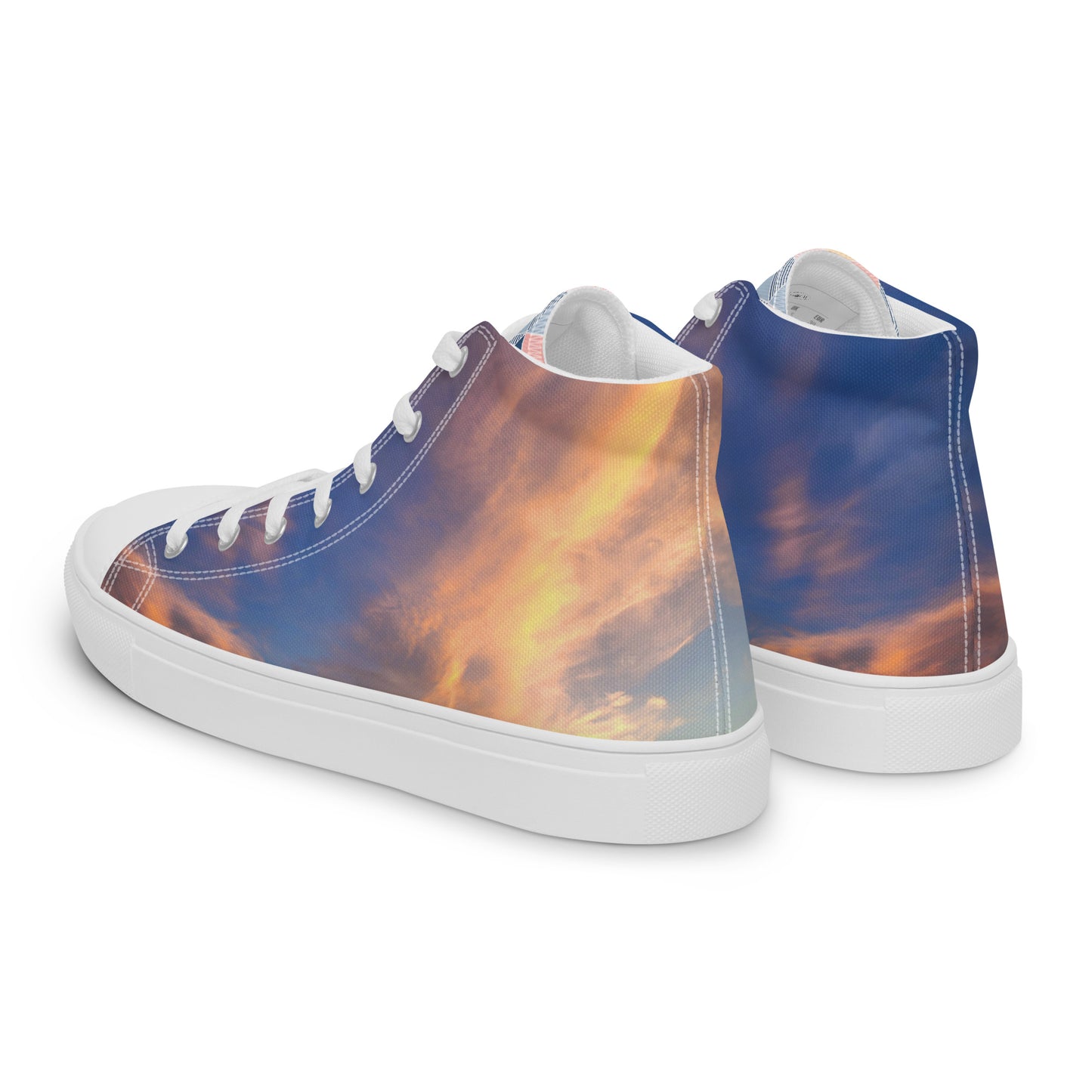 Women’s high top canvas shoes - sunset sky photo printed womens canvas sneakers - blue