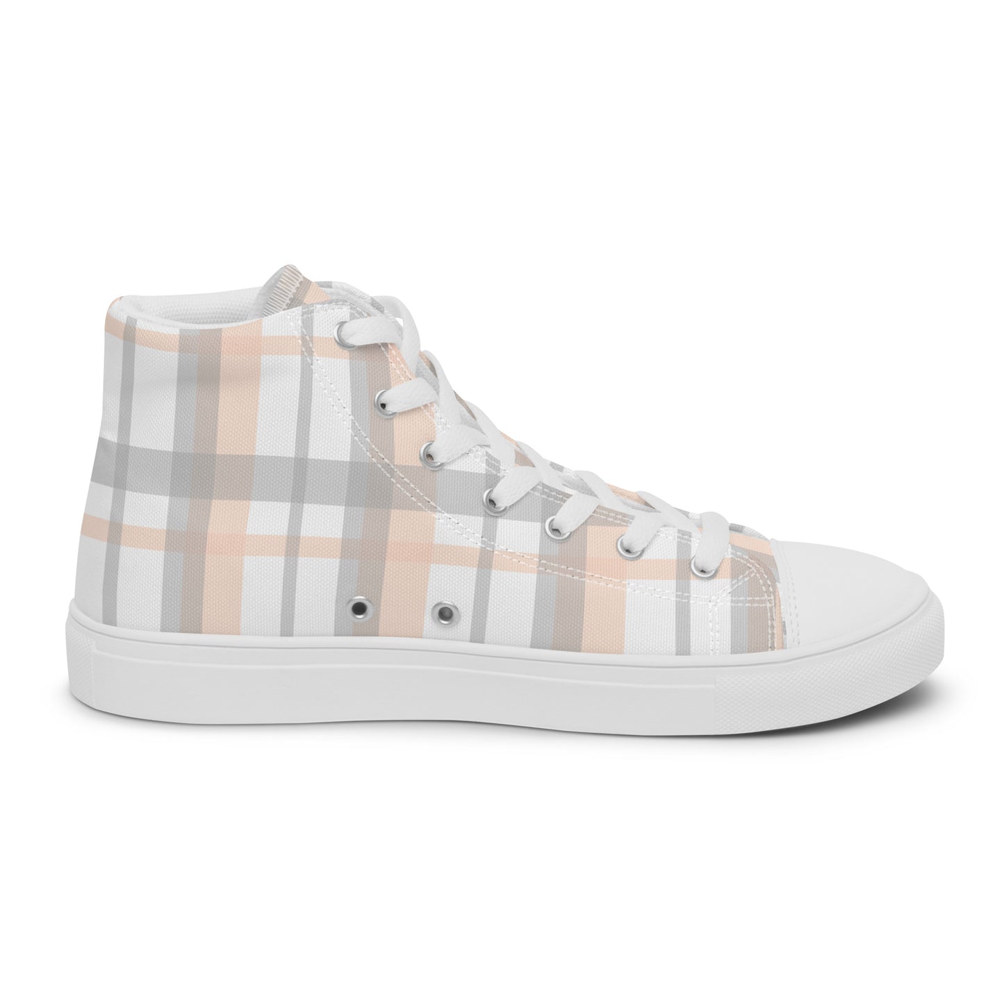 Women’s high top canvas shoes - custom hand drawn raccoon designed sneakers - plaid