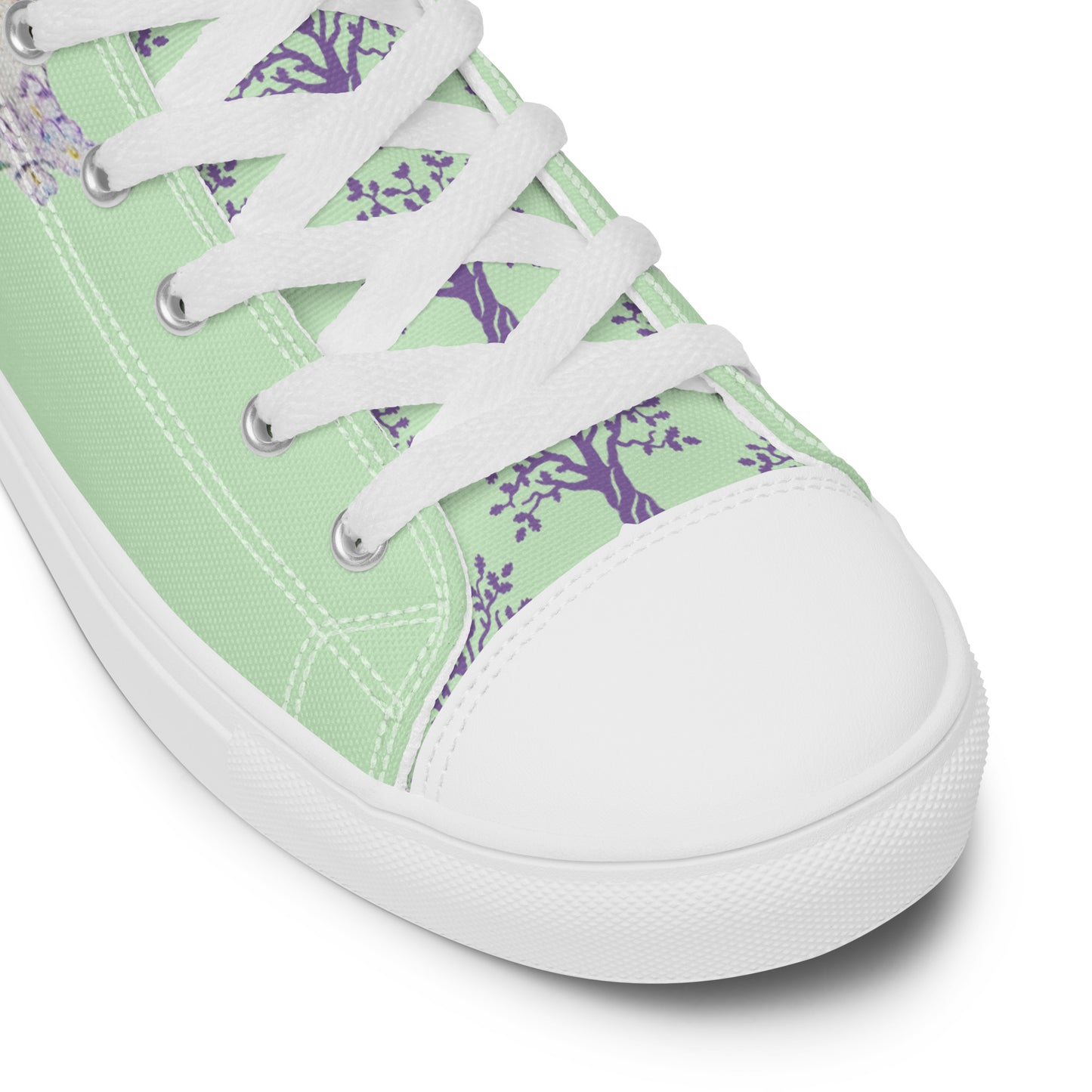 Women’s high top canvas shoes - hand drawn fawn design sneakers - green