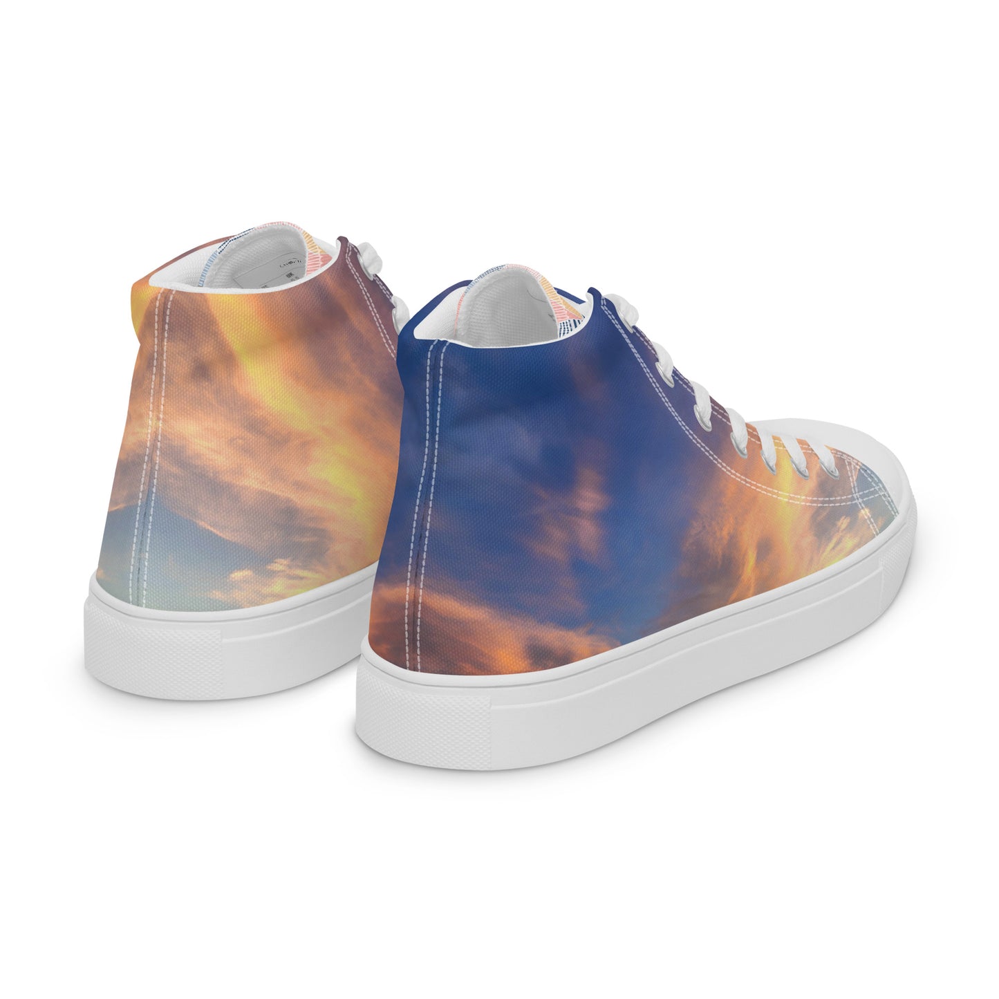 Women’s high top canvas shoes - sunset sky photo printed womens canvas sneakers - blue