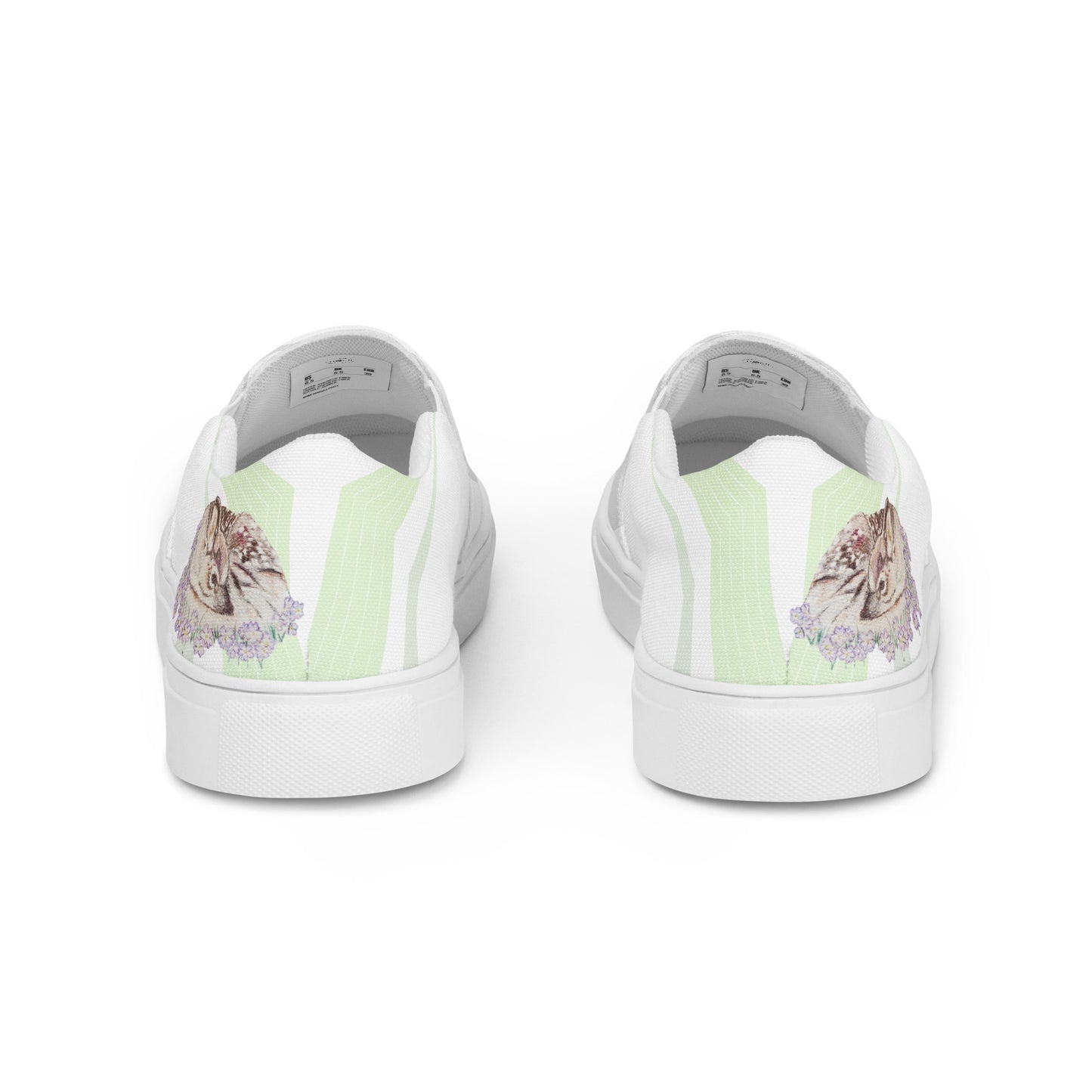 Women’s Fawn Art Canvas Shoes - original hand-drawn design slip-on shoes - gray green