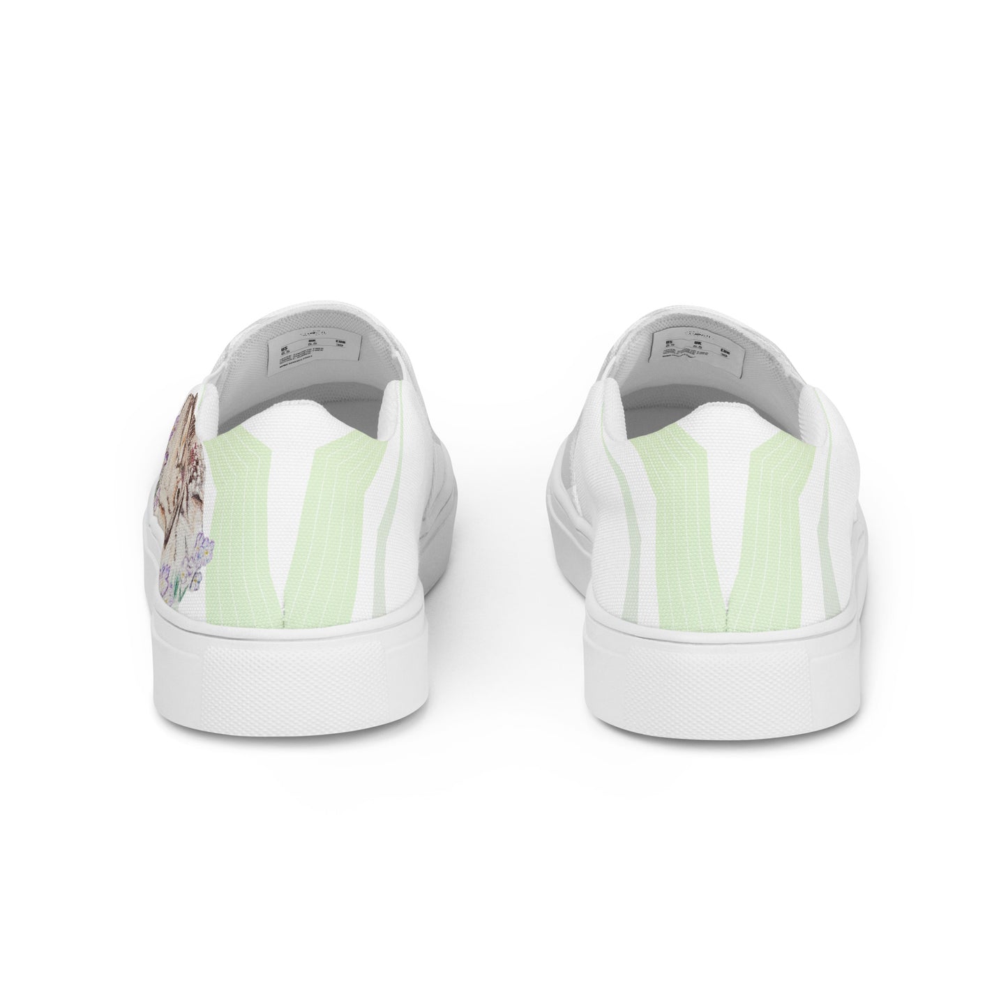 Women’s Canvas Shoes - original custome hand-drawn Fawn Art design slip-on shoes - gray green