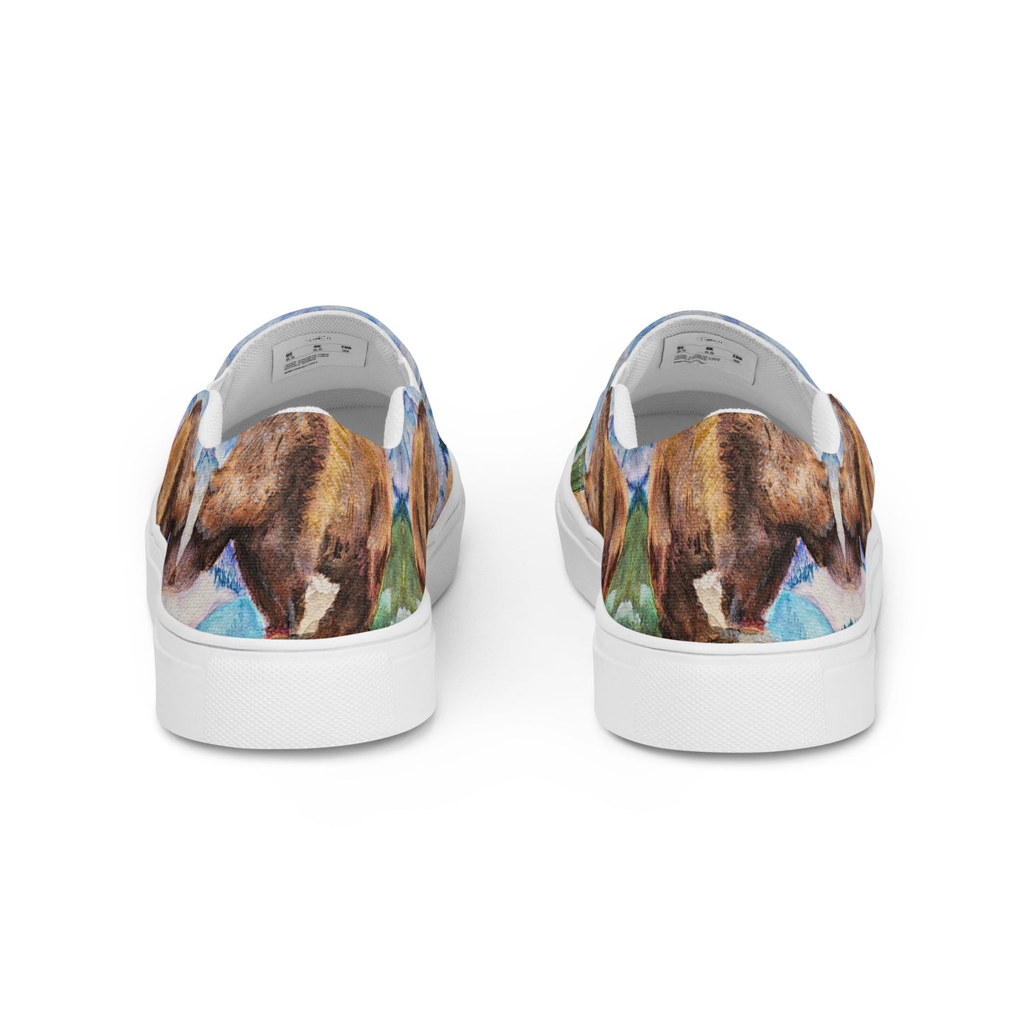 Women’s canvas shoes - Women’s canvas shoes - watercolor grizzly bear all over design custom slip-on