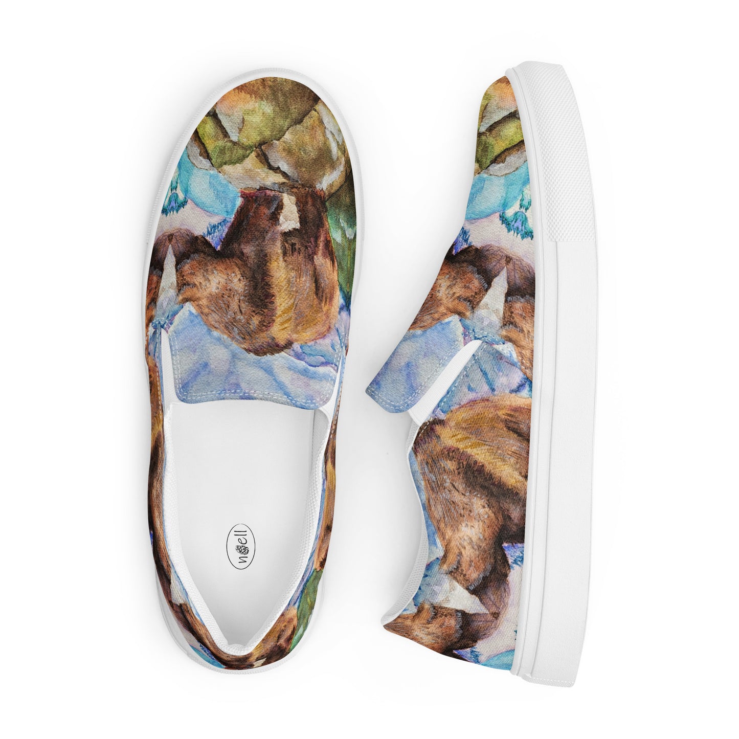 Women’s canvas shoes - Women’s canvas shoes - watercolor grizzly bear all over design custom slip-on