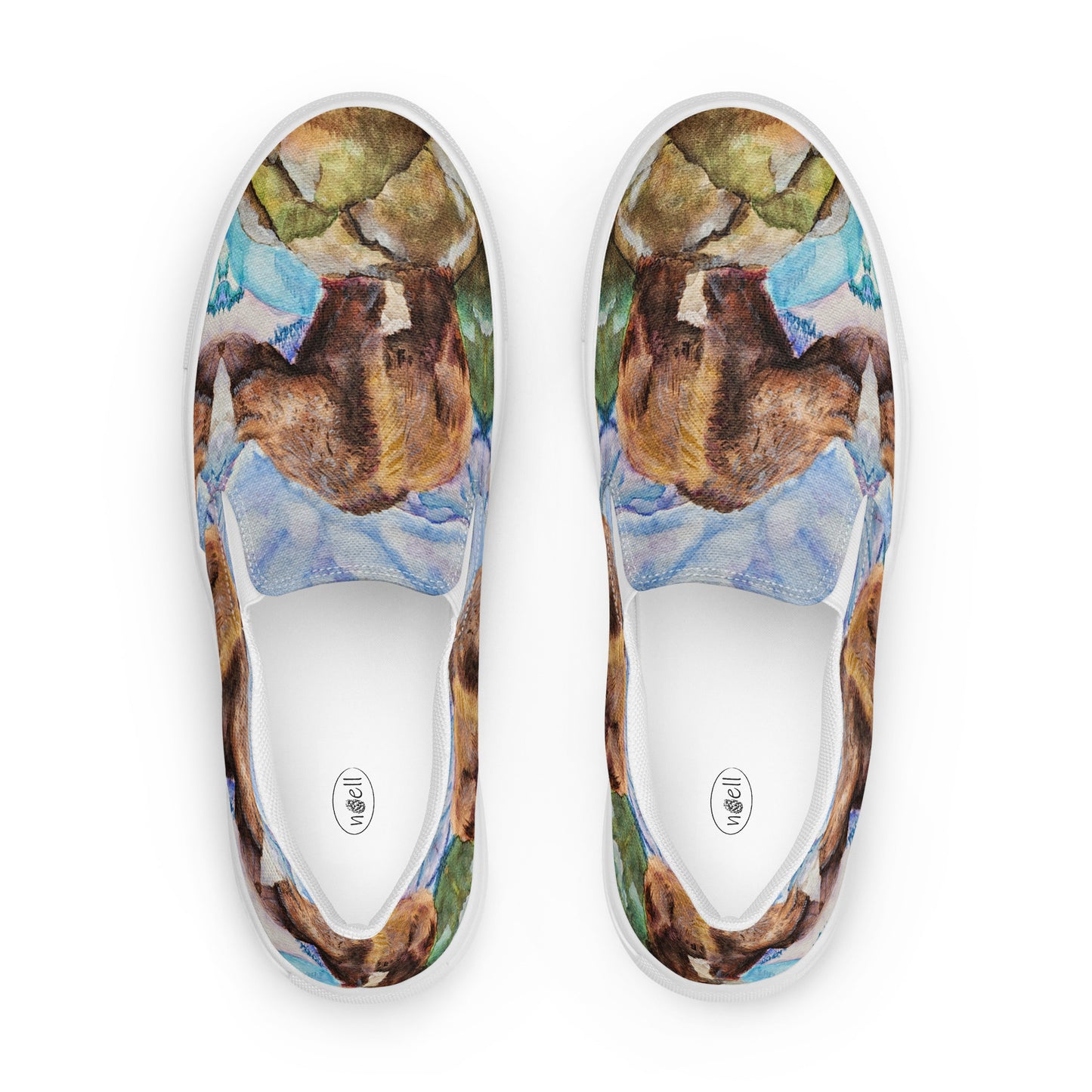 Women’s canvas shoes - Women’s canvas shoes - watercolor grizzly bear all over design custom slip-on